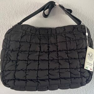 Valentino Orlandi Black Quilted Luggage Tote New with tags